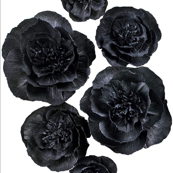 Wall Decor 6 Black Paper Flower 3d Wall Decorations Poshmark